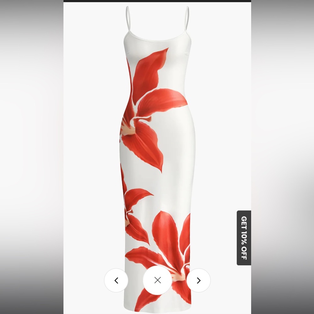 Floral Red and White Women's dress